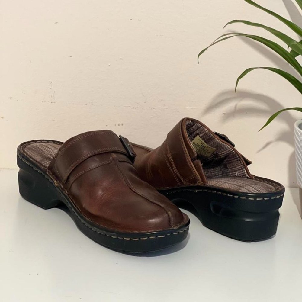 Brown Leather Clogs